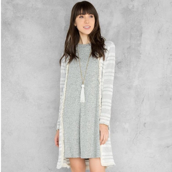 Striped Fringe Cardigan